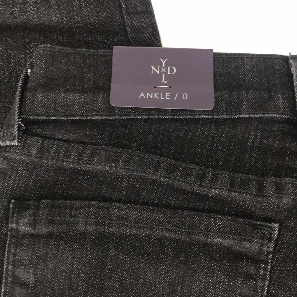 NYDJ Slim Ankle Jeans Black Denim Size 0 Made in USA
